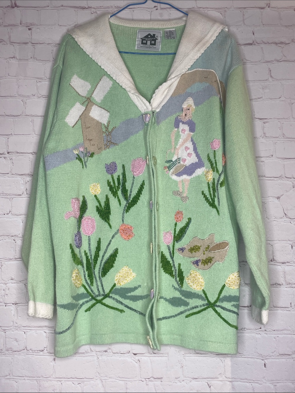Storybook Knits Tulip Holland Vintage 1X Ramie Cotton Light Green Sweater